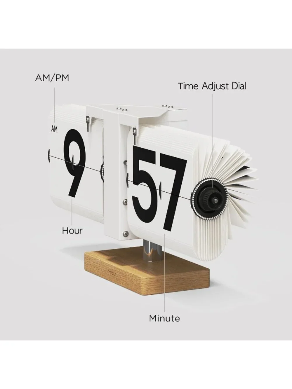 Home Black Analog Quartz Large Number Big Wood Vintage Design Flip Desk Clock